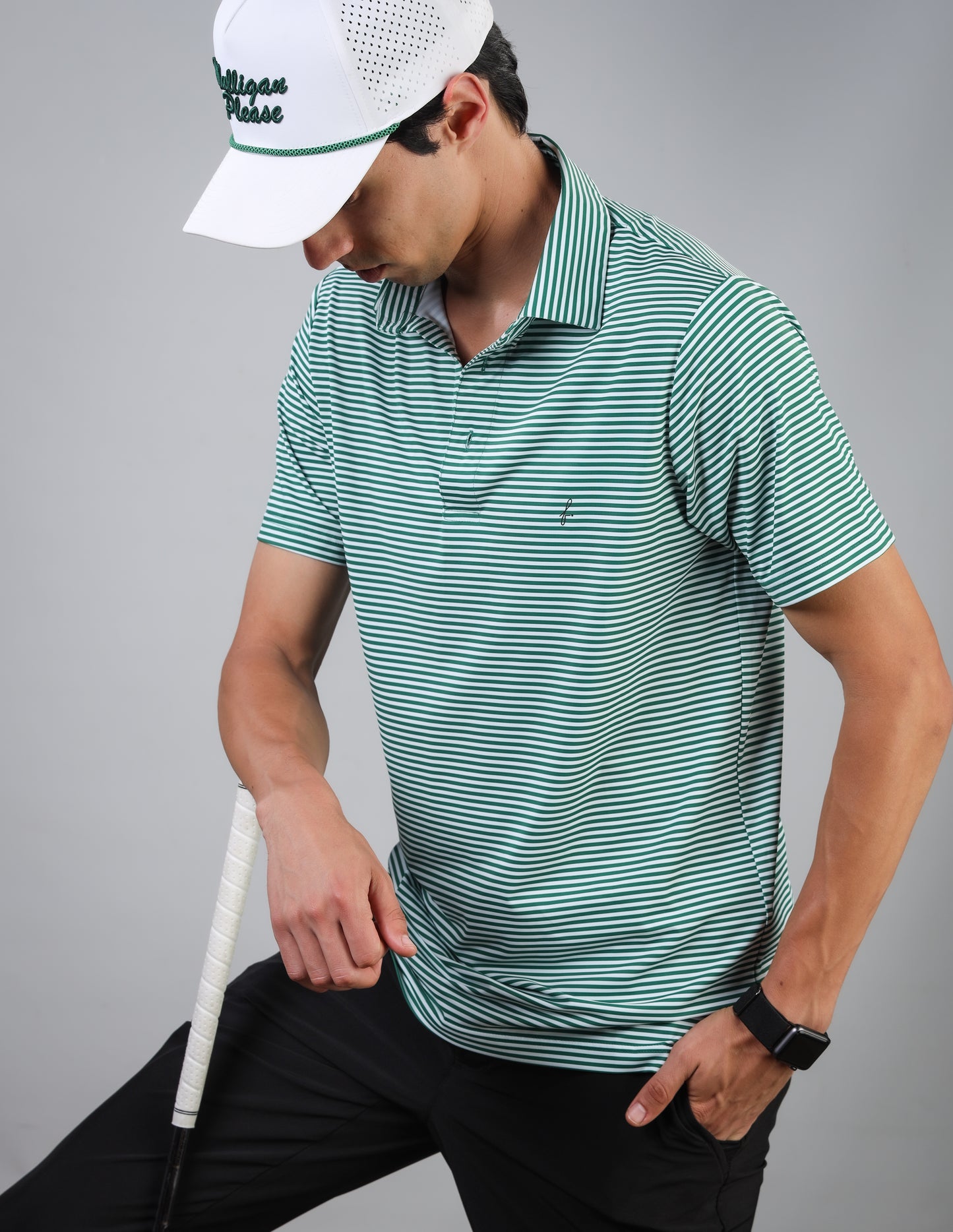 Green striped polo