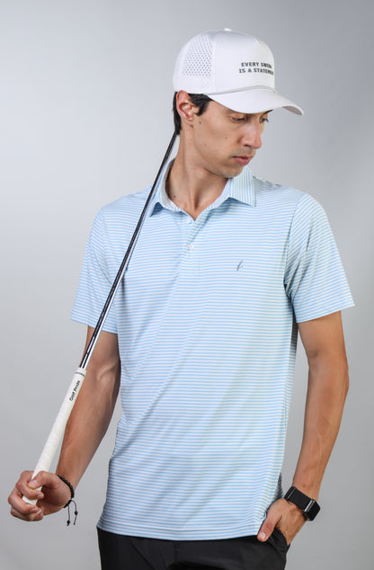 Blue striped polo