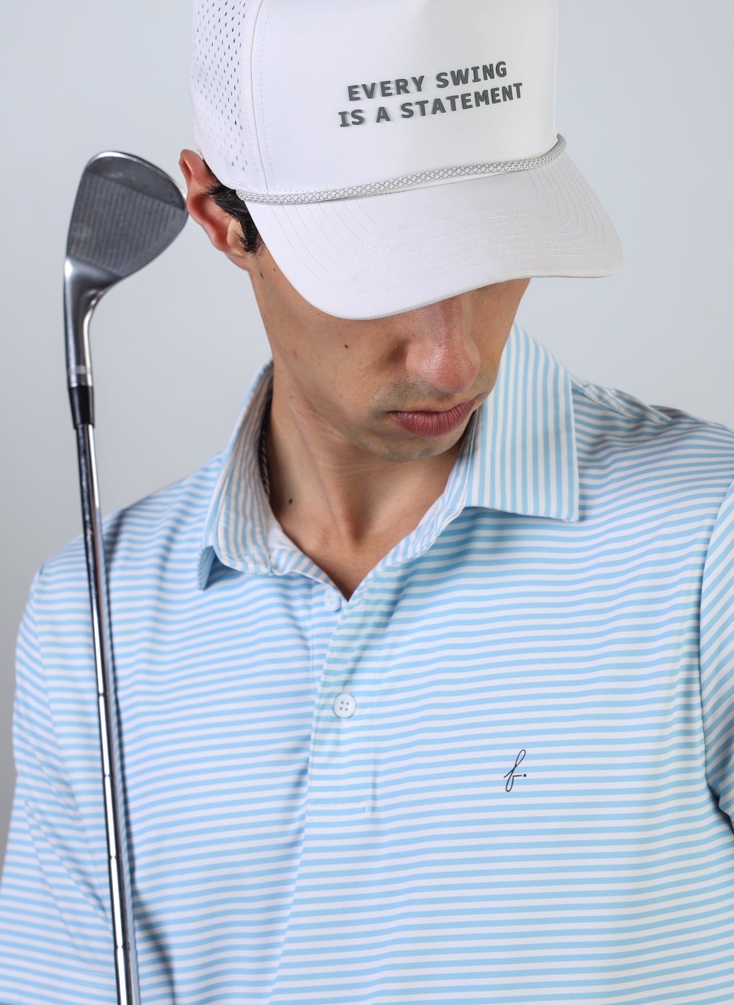 Blue striped polo
