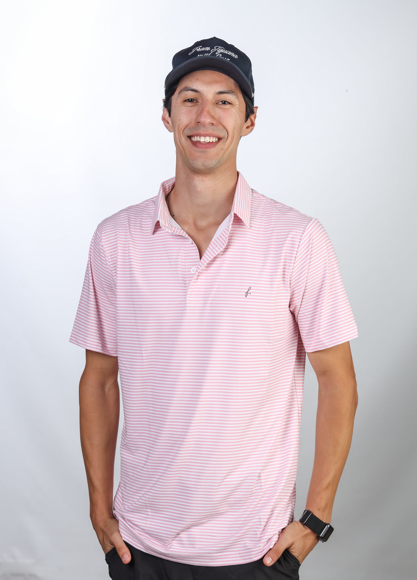 Pink striped polo