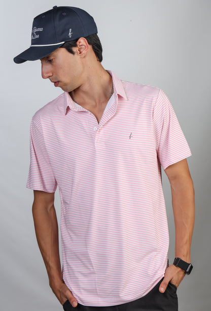 Pink striped polo