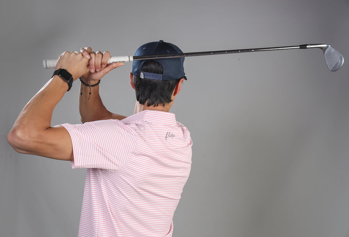 Pink striped polo